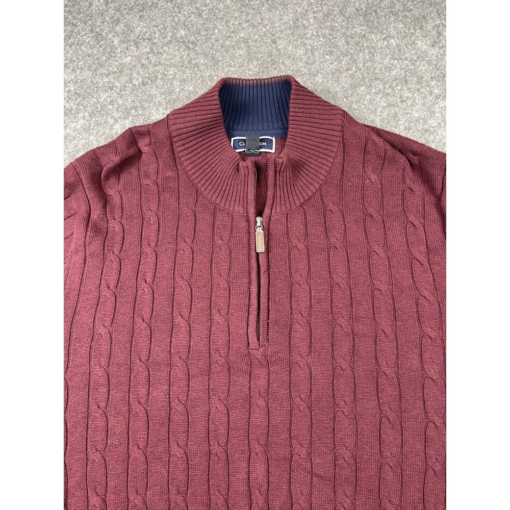 Club Room 1/4 Zip Cable Knit Sweater Mens XL Red Pullover Classic Pima Cotton